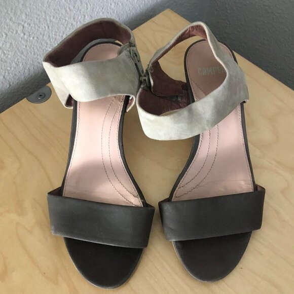 Camper Laura Leather Wedge Sandals - Picture 3 of 11
